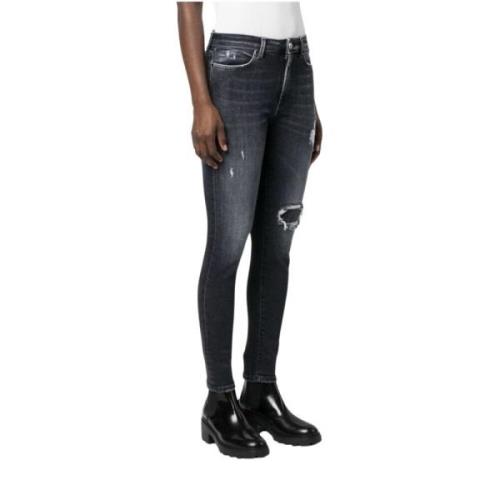 Jeans met Rivet en Iris Botanische Details Dondup , Black , Heren