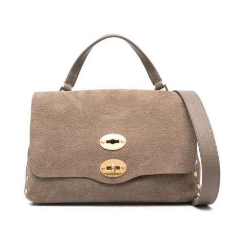 Grained Leather Shoulder Bag Grey Zanellato , Gray , Dames