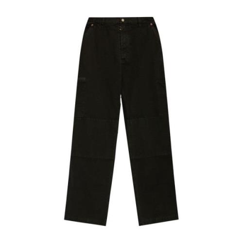 Zwarte Canvas Wijde Pijp Broek MM6 Maison Margiela , Black , Heren