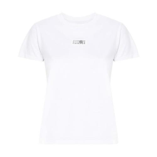 Wit Katoenen Ronde Hals T-shirt MM6 Maison Margiela , White , Dames