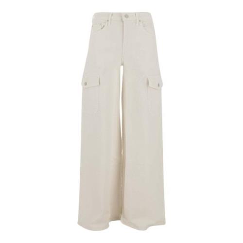 Witte Denim Wide Leg Jeans Mother , White , Dames