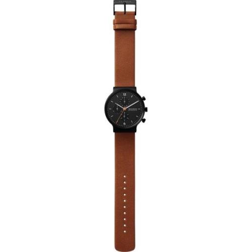 Ancher Chronograaf Leren Horloge Skagen , Black , Heren