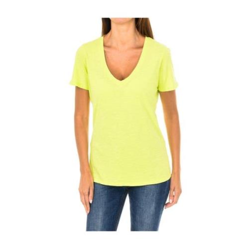 Korte mouw V-hals T-shirt Armani Jeans , Yellow , Dames