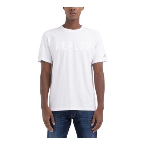 Heren Logo T-shirt Replay , White , Heren