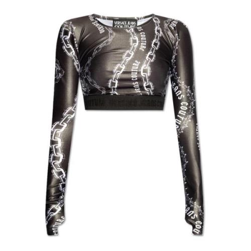 Top met Logo Versace Jeans Couture , Black , Dames