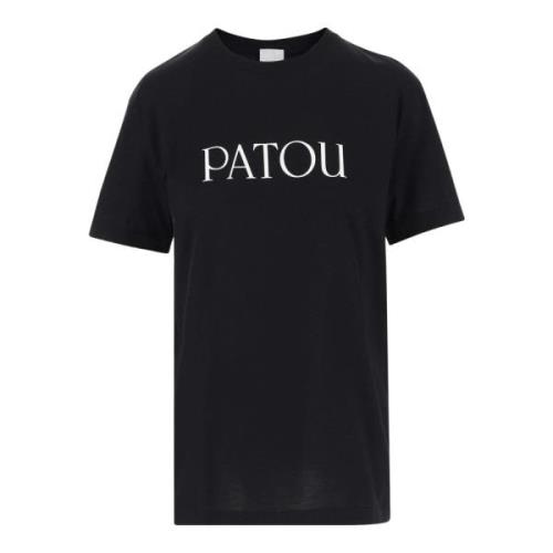 Katoenen T-shirt met Logo, Zwart Patou , Black , Dames