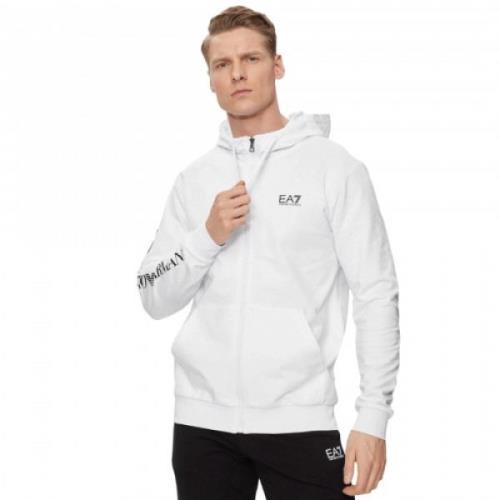 Witte Armani Sweatshirt Zip Hoodie Emporio Armani EA7 , White , Heren