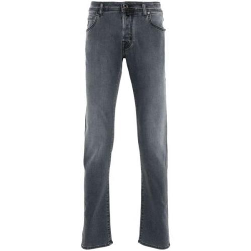 Slim Low-Rise Cotton Jeans Jacob Cohën , Gray , Heren