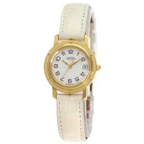 Pre-owned Yellow Gold watches Hermès Vintage , White , Dames