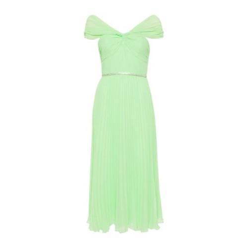 Groene Chiffon Asymmetrische Midi Jurk Self Portrait , Green , Dames