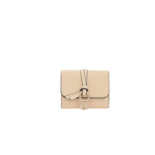 Beige Tri-Fold Leren Portemonnee Chloé , Beige , Dames