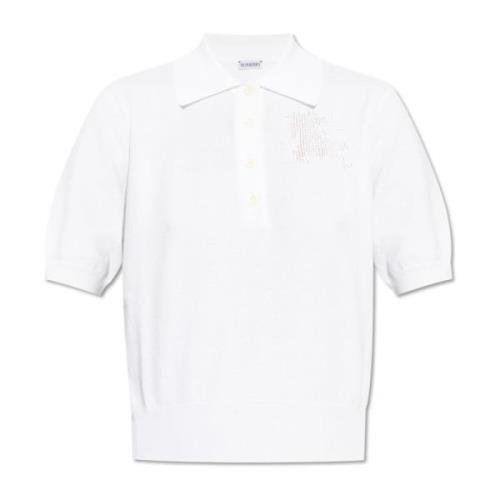 Polo met logo Burberry , White , Dames