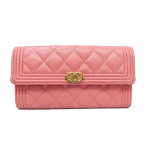 Pre-owned Leather wallets Chanel Vintage , Pink , Dames