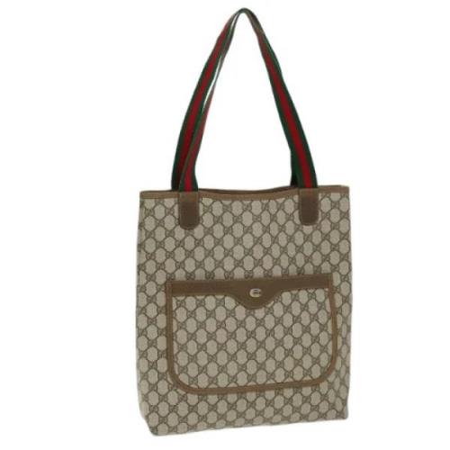 Pre-owned Leather totes Gucci Vintage , Beige , Dames