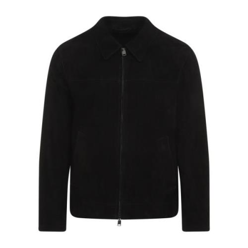 Zwarte Kraag Blouson Jas Brioni , Black , Heren