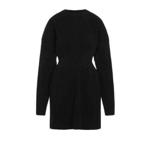 Elegante Zwarte Zandloper Jurk Balenciaga , Black , Dames