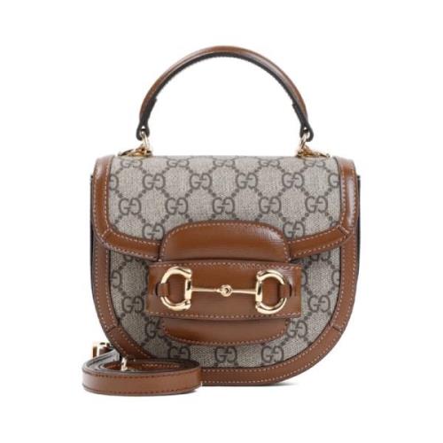 Bruine Suiker Horsebit Top Handtas Gucci , Brown , Dames