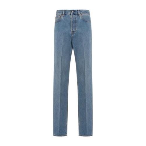 Blauwe Straight Denim Broek Gucci , Blue , Dames