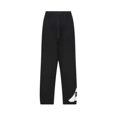 Zwarte Katoenen Sportbroek Logo Dolce & Gabbana , Black , Heren