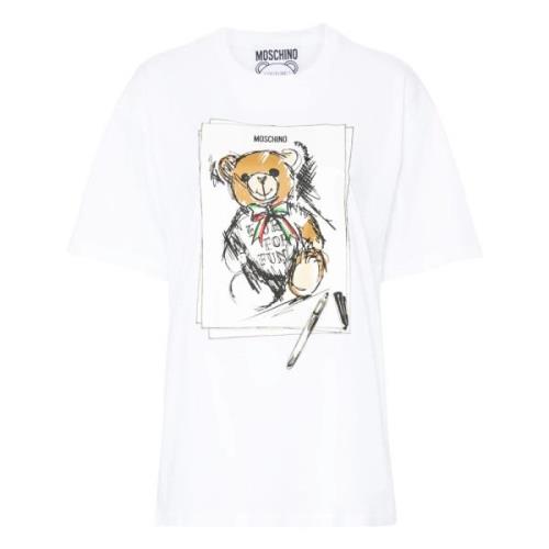 Teddy Bear Crew Neck T-shirts Moschino , White , Dames