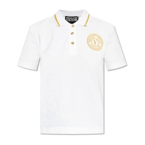 Polo met logo Versace Jeans Couture , White , Dames