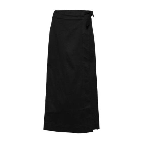 Zwarte Herringbone Denim Rok met Riem Ganni , Black , Dames