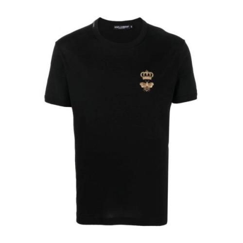 Versierde Bij Zwart T-Shirt Dolce & Gabbana , Black , Heren