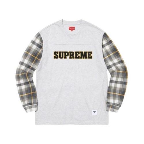 Geruite Mouw Lange Mouw Top Supreme , Gray , Heren