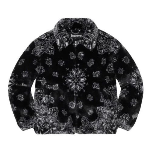 Bandana Faux Fur Bomber Jacket Zwart Supreme , Black , Heren