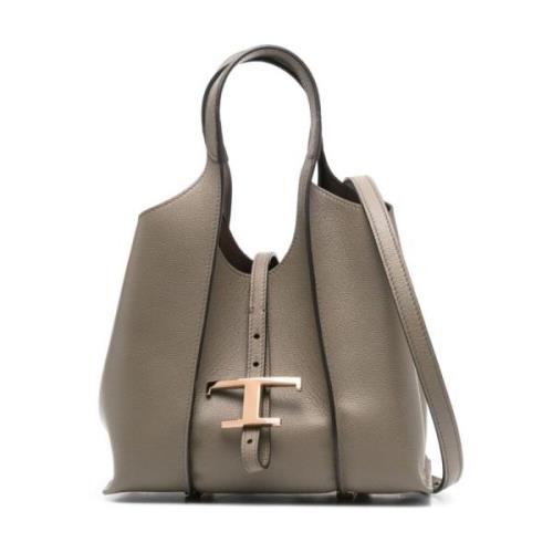 Grijze Gehamerde Leren Handtas Tod's , Gray , Dames