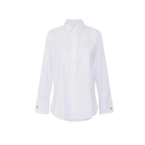 Gestreepte Poplin Shirt met Gouden Manchetknoop Elisabetta Franchi , W...