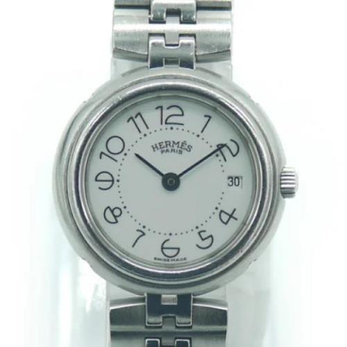 Pre-owned Stainless Steel watches Hermès Vintage , White , Dames