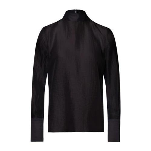 Doorschijnende Organza Blouse met Opstaande Kraag IVY OAK , Black , Da...