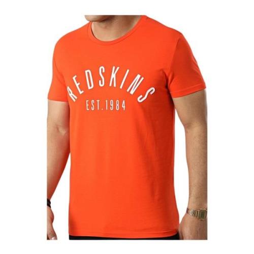 Stretch Katoen Logo T-Shirt - Relief Redskins , Orange , Heren