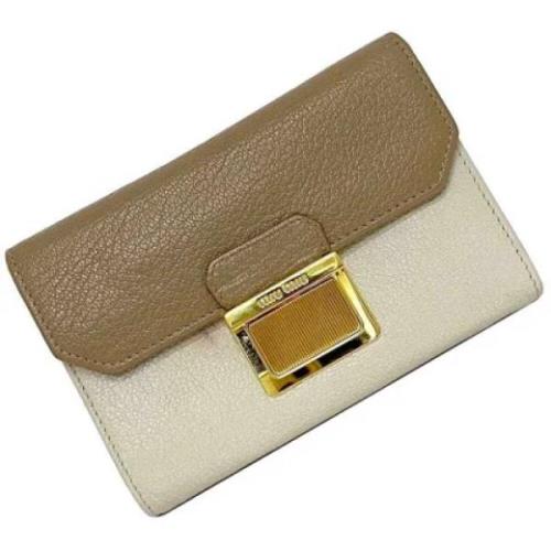 Pre-owned Leather wallets Miu Miu Pre-owned , Beige , Dames