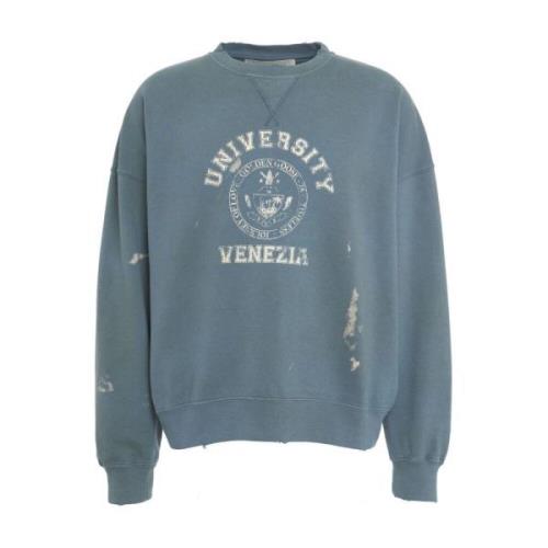 Blauwe Sweatshirt Aw24 Model Hoogte 190cm Golden Goose , Blue , Heren