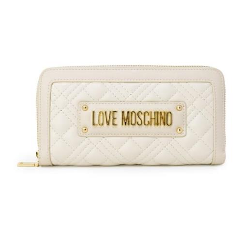 Gewatteerde PU Lam Damesportemonnee Love Moschino , Beige , Dames