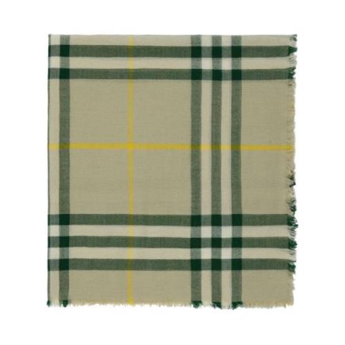 Beige Groen Geruit Sjaal Burberry , Multicolor , Heren