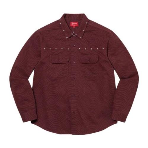 Studded Work Shirt Burgundy Supreme , Red , Heren