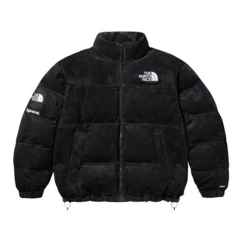 Beperkte Oplage Zwarte Suede Nuptse Jas Supreme , Black , Heren