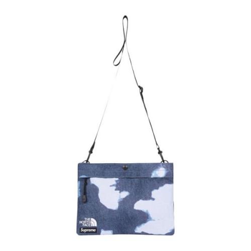 Limited Edition Denim Print Schoudertas Supreme , Blue , Dames