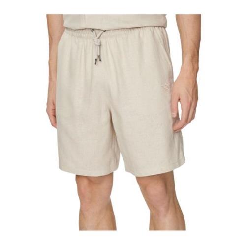 Linnen Shorts - Les Beiges Emporio Armani , Beige , Heren