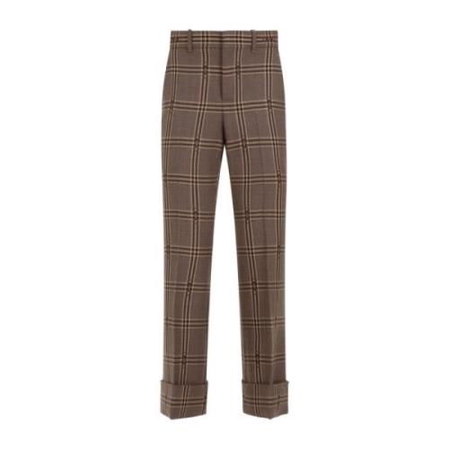 Geruite wollen broek Gucci , Brown , Dames