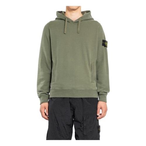 Hoodie in Jersey met Logo Badge Stone Island , Green , Heren