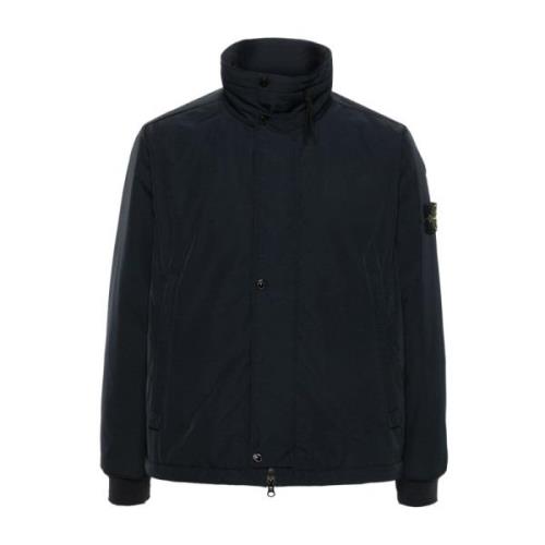 Blauwe Gewatteerde Jas Hoge Hals Stone Island , Blue , Heren