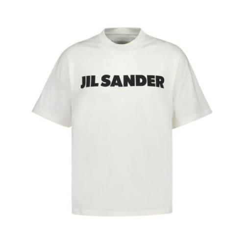 Katoenen T-shirt - Porselein Wit Jil Sander , White , Heren