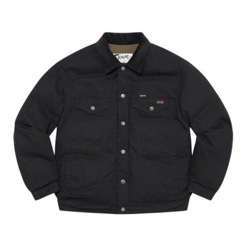 Canvas Down Trucker Jacket Black Supreme , Black , Heren