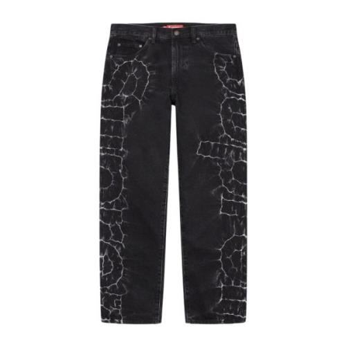 Shibori Loose Fit Zwarte Jeans Supreme , Black , Heren