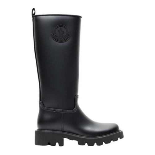 Hoge regenlaarzen met logo-patch Moncler , Black , Dames