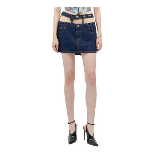 Logo-Silhouette Denim Rok Vivienne Westwood , Blue , Dames